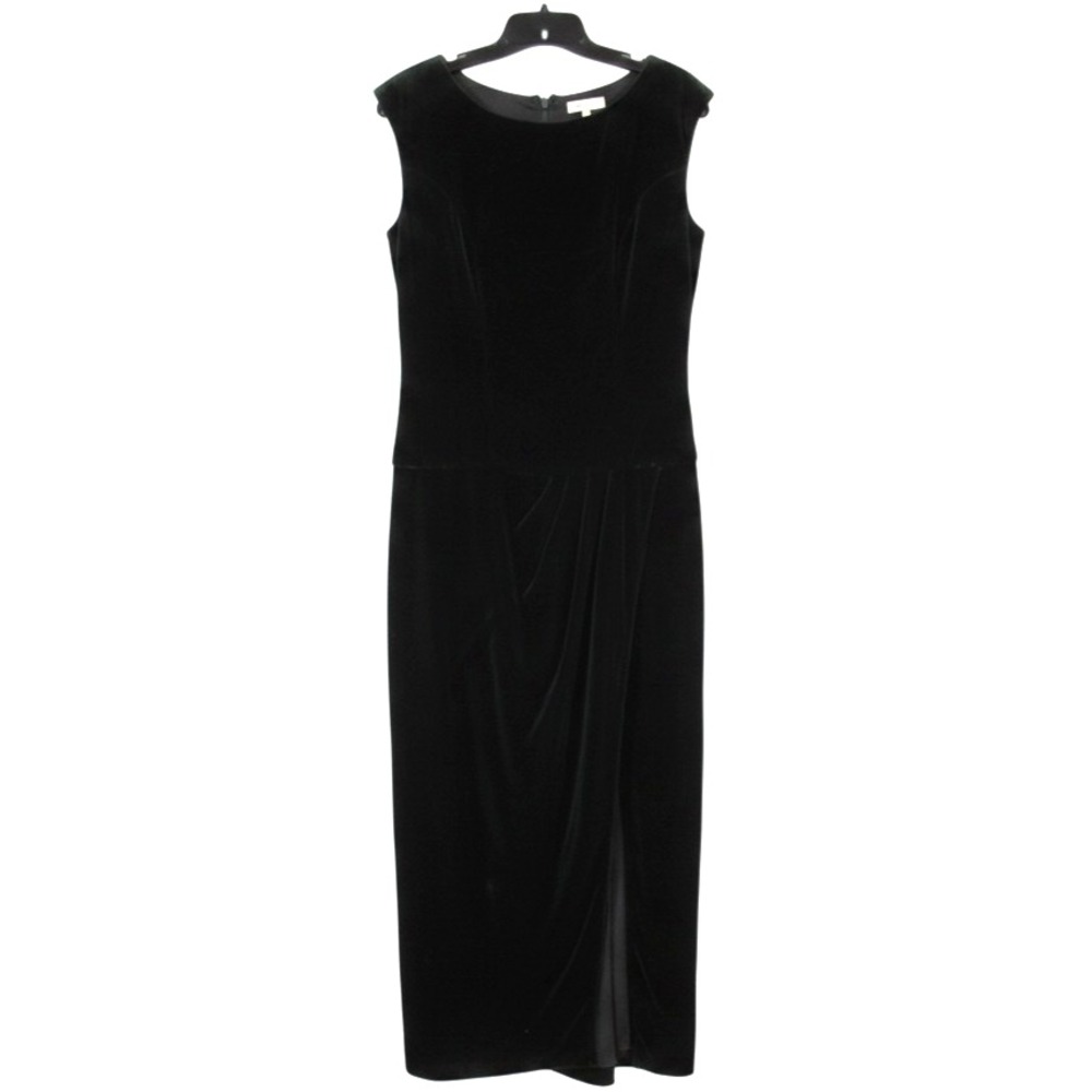 VTG VICTOR COSTA Dark Green VELOUR Faux Wrap LOW-BACK Evening SHEATH DRESS Sz M